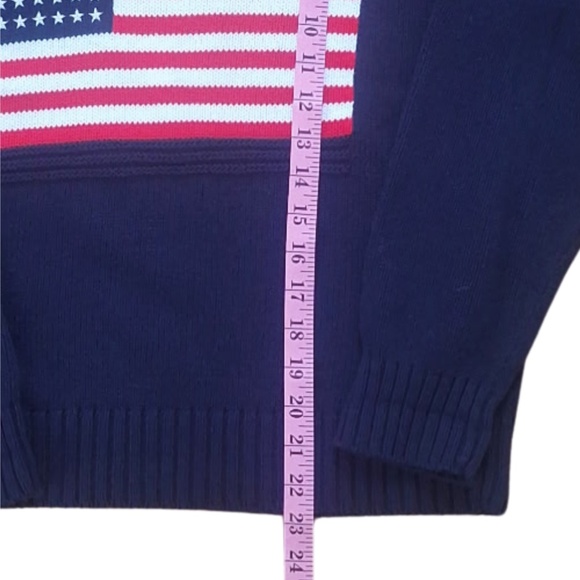 American Portrait USA Flag Retro Americana Knit Sweater Navy Blue Patriotic Sz M - Picture 5 of 8